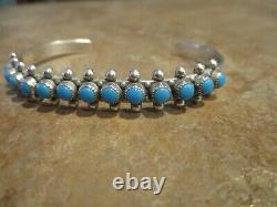 OLDER MINT Vintage Navajo Sterling Silver SNAKE EYE Turquoise Row Bracelet