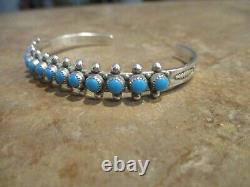 OLDER MINT Vintage Navajo Sterling Silver SNAKE EYE Turquoise Row Bracelet