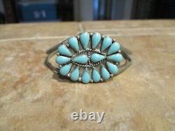 OLDER Vintage Navajo Silver Tear Drop Turquoise Cluster Bracelet