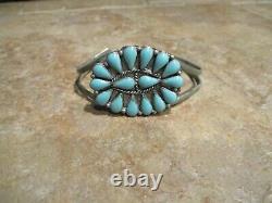 OLDER Vintage Navajo Silver Tear Drop Turquoise Cluster Bracelet