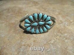 OLDER Vintage Navajo Silver Tear Drop Turquoise Cluster Bracelet