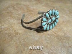 OLDER Vintage Navajo Silver Tear Drop Turquoise Cluster Bracelet