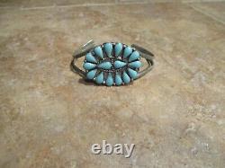 OLDER Vintage Navajo Silver Tear Drop Turquoise Cluster Bracelet