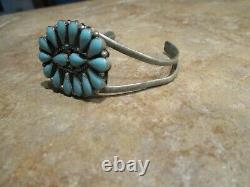 OLDER Vintage Navajo Silver Tear Drop Turquoise Cluster Bracelet