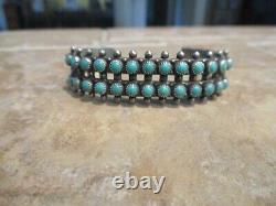 OLDER Vintage Navajo Sterling Silver SNAKE EYE Turquoise Row Bracelet