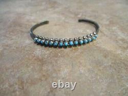 OLDER Vintage Navajo Sterling Silver SNAKE EYE Turquoise Row Bracelet