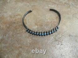 OLDER Vintage Navajo Sterling Silver SNAKE EYE Turquoise Row Bracelet