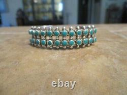 OLDER Vintage Navajo Sterling Silver SNAKE EYE Turquoise Row Bracelet