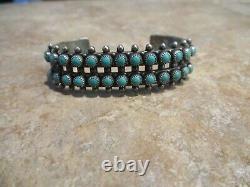 OLDER Vintage Navajo Sterling Silver SNAKE EYE Turquoise Row Bracelet