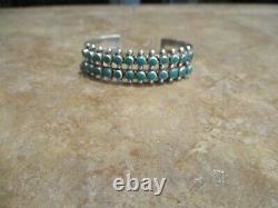 OLDER Vintage Navajo Sterling Silver SNAKE EYE Turquoise Row Bracelet