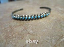 OLDER Vintage Navajo Sterling Silver SNAKE EYE Turquoise Row Bracelet