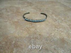 OLDER Vintage Navajo Sterling Silver SNAKE EYE Turquoise Row Bracelet