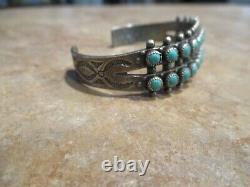 OLDER Vintage Navajo Sterling Silver SNAKE EYE Turquoise Row Bracelet