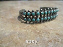 OLDER Vintage Navajo Sterling Silver SNAKE EYE Turquoise Row Bracelet