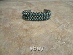 OLDER Vintage Navajo Sterling Silver SNAKE EYE Turquoise Row Bracelet