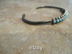 OLDER Vintage Navajo Sterling Silver SNAKE EYE Turquoise Row Bracelet