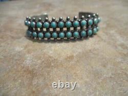 OLDER Vintage Navajo Sterling Silver SNAKE EYE Turquoise Row Bracelet