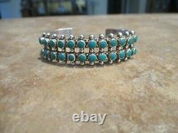 OLDER Vintage Navajo Sterling Silver SNAKE EYE Turquoise Row Bracelet