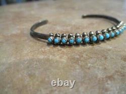 OLDER Vintage Navajo Sterling Silver SNAKE EYE Turquoise Row Bracelet