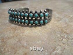 OLDER Vintage Navajo Sterling Silver SNAKE EYE Turquoise Row Bracelet