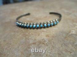 OLDER Vintage Navajo Sterling Silver SNAKE EYE Turquoise Row Bracelet