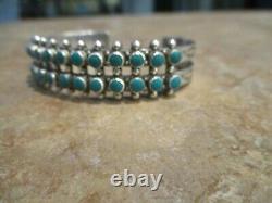 OLDER Vintage Navajo Sterling Silver SNAKE EYE Turquoise Row Bracelet