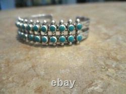 OLDER Vintage Navajo Sterling Silver SNAKE EYE Turquoise Row Bracelet