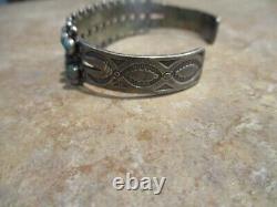 OLDER Vintage Navajo Sterling Silver SNAKE EYE Turquoise Row Bracelet