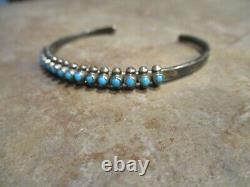 OLDER Vintage Navajo Sterling Silver SNAKE EYE Turquoise Row Bracelet