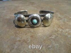 OLDER Vintage Navajo Sterling Silver Turquoise Dome Applique Bracelet