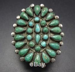 OLD PAWN 1940s Vintage NAVAJO Sterling Silver TURQUOISE Cluster RING size 9