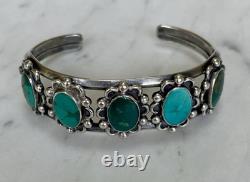 OLD PAWN Vintage Sterling Silver Native American Turquoise Cuff Bracelet 30g