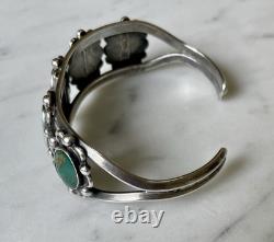 OLD PAWN Vintage Sterling Silver Native American Turquoise Cuff Bracelet 30g