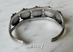 OLD PAWN Vintage Sterling Silver Native American Turquoise Cuff Bracelet 30g