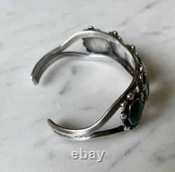 OLD PAWN Vintage Sterling Silver Native American Turquoise Cuff Bracelet 30g