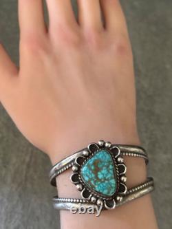 OLD Vintage Native American NAVAJO LONE MOUNTAIN Turquoise Sterling Bracelet