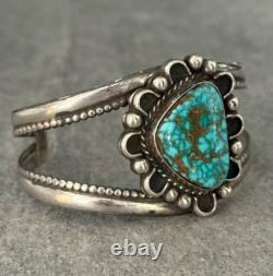 OLD Vintage Native American NAVAJO LONE MOUNTAIN Turquoise Sterling Bracelet