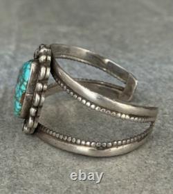 OLD Vintage Native American NAVAJO LONE MOUNTAIN Turquoise Sterling Bracelet