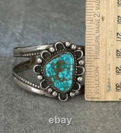 OLD Vintage Native American NAVAJO LONE MOUNTAIN Turquoise Sterling Bracelet