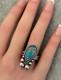 OLD Vintage Native American Navajo ADJUSTABLE Turquoise Sterling RING sz 6-6.75