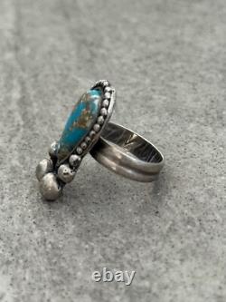 OLD Vintage Native American Navajo ADJUSTABLE Turquoise Sterling RING sz 6-6.75
