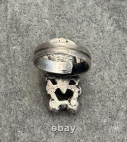 OLD Vintage Native American Navajo ADJUSTABLE Turquoise Sterling RING sz 6-6.75
