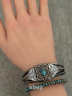 OLD Vintage Native American Navajo BISBEE Turquoise Carinated Sterling Bracelet