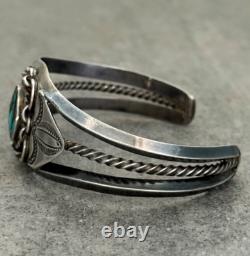 OLD Vintage Native American Navajo BISBEE Turquoise Carinated Sterling Bracelet