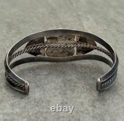 OLD Vintage Native American Navajo BISBEE Turquoise Carinated Sterling Bracelet