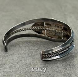 OLD Vintage Native American Navajo BISBEE Turquoise Carinated Sterling Bracelet