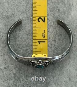 OLD Vintage Native American Navajo BISBEE Turquoise Carinated Sterling Bracelet