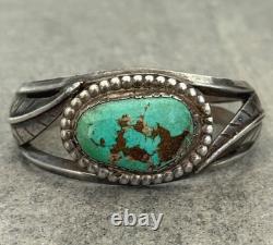 OLD Vintage Native American Navajo CARICO LAKE Turquoise Sterling Bracelet 6.75
