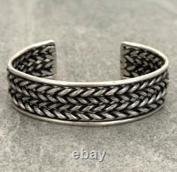 OLD Vintage Native American Navajo DOUBLE Rope Sterling silver Bracelet 50+g