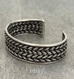 OLD Vintage Native American Navajo DOUBLE Rope Sterling silver Bracelet 50+g